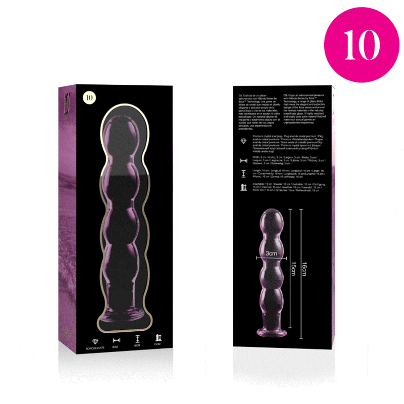 NEBULA SERIES Modell 10 Glas Dildo aus Borosilikatglas – Rosa
