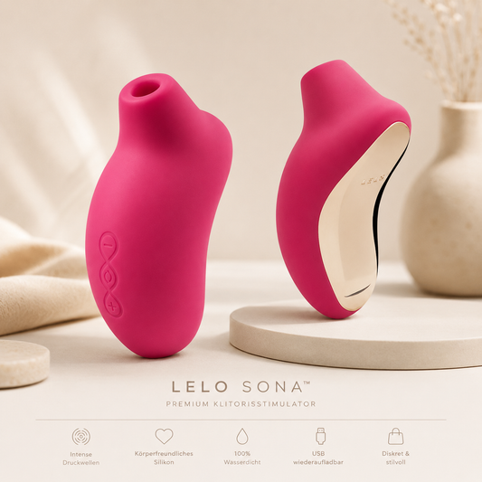 LELO SONA Premium Klitorisstimulator im modernen Selfcare Design auf beigem Hintergrund